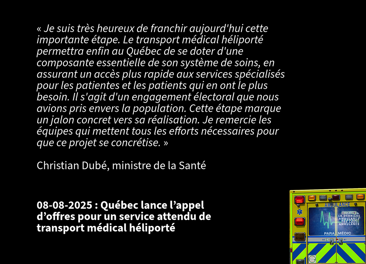 Québec lance l’appel d’offres pour un service attendu de transport médical héliporté